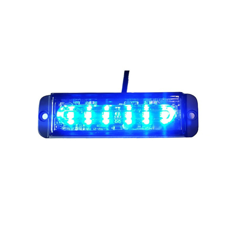 Lampa kierunkowa  stroboskop 6 LED blue R10 R65 130MM